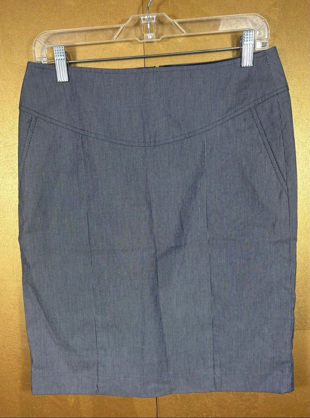 Banana Republic Womans Pencil Skirt Striped Zip Stretch Blue White Career Size 6